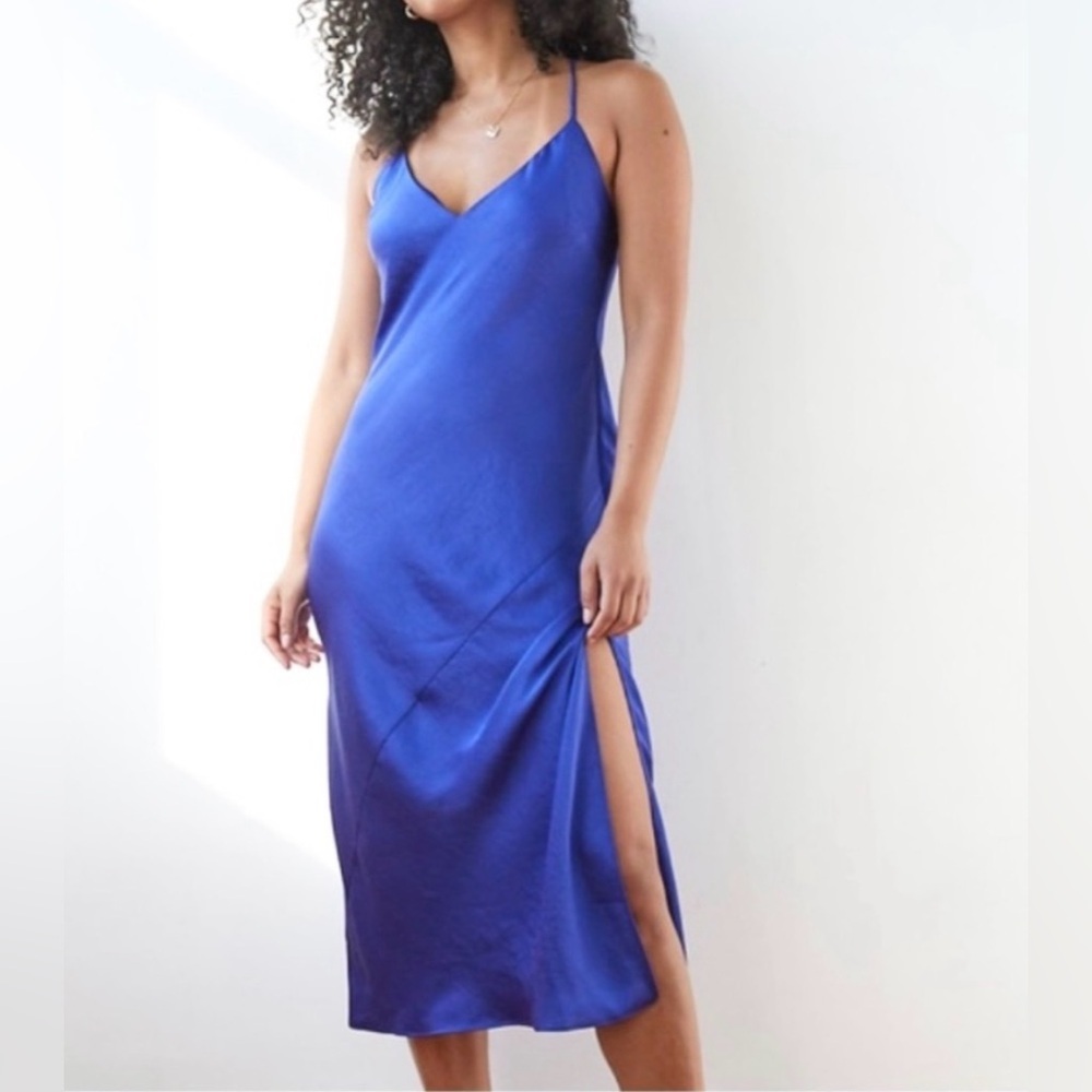 🆕Shinestar Satin Split Hem Cami Dress Royal Blue XS🆕